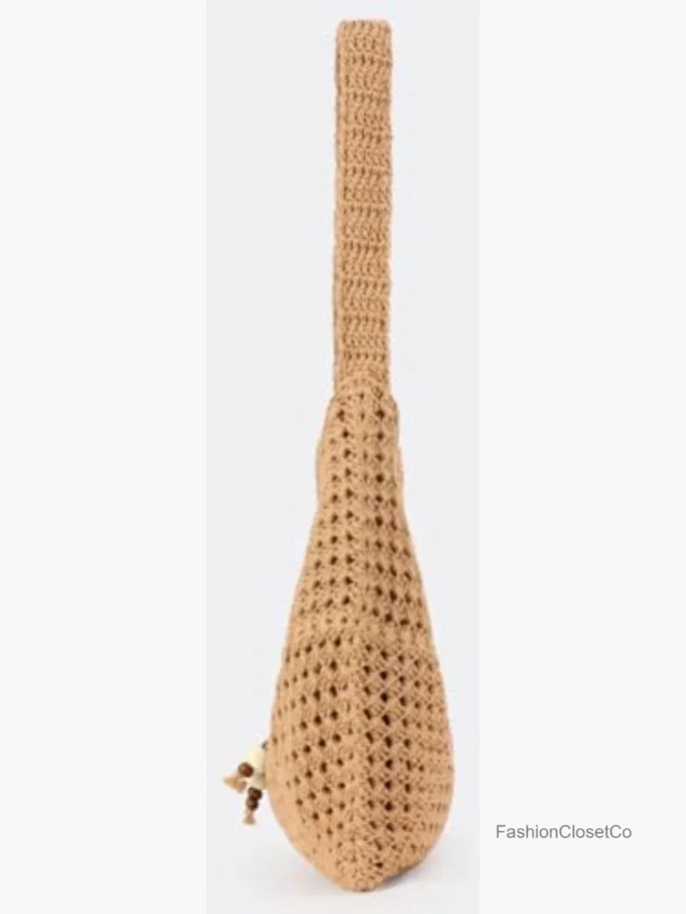 Handwoven Slouchy Hobo Bag with Beaded Accents Cotton Straw Tote